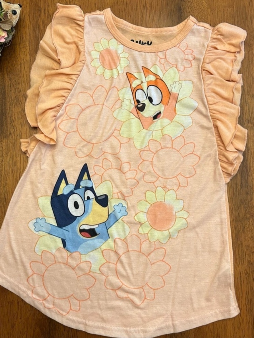 Bluey & Bingo Sunflower Nightgown | 4T | Ruffle Sleeve Spring/Summer Pajamas